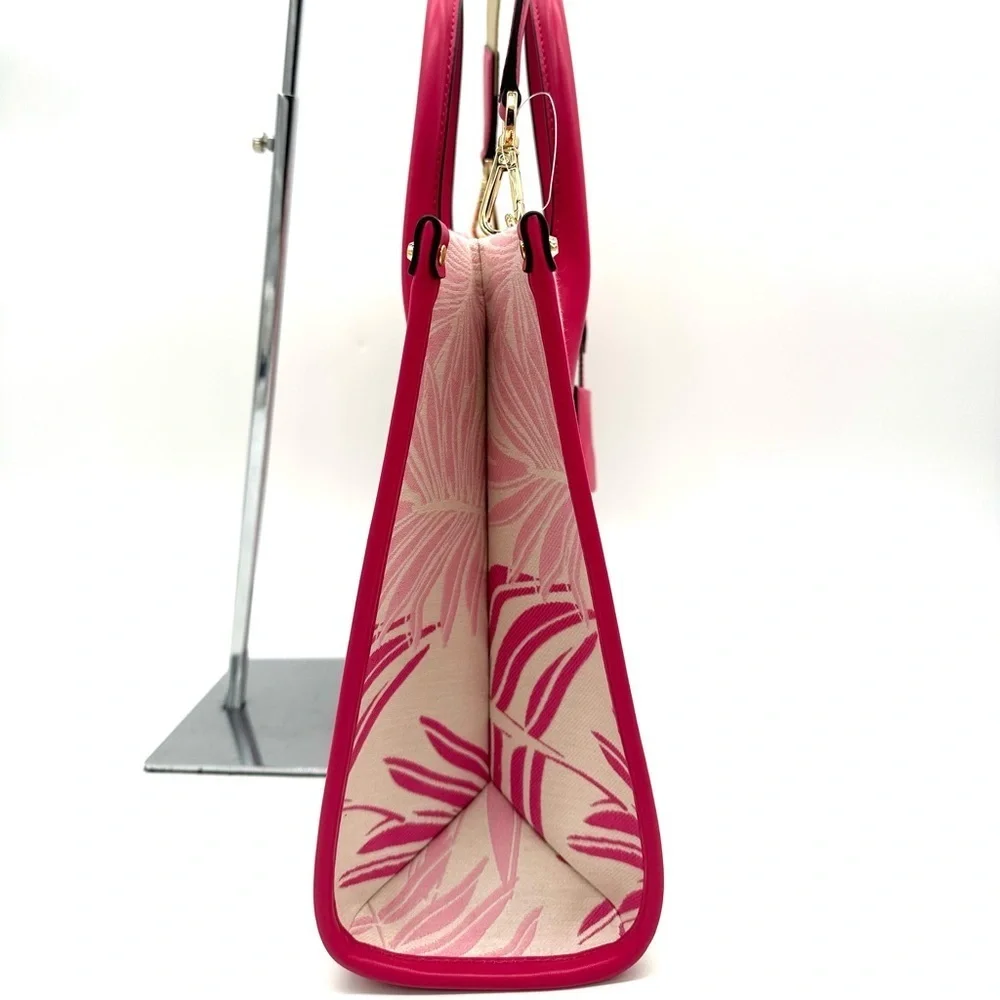 Michael Kors Medium Mirella Tote Bag Electric Pink Multi Leather